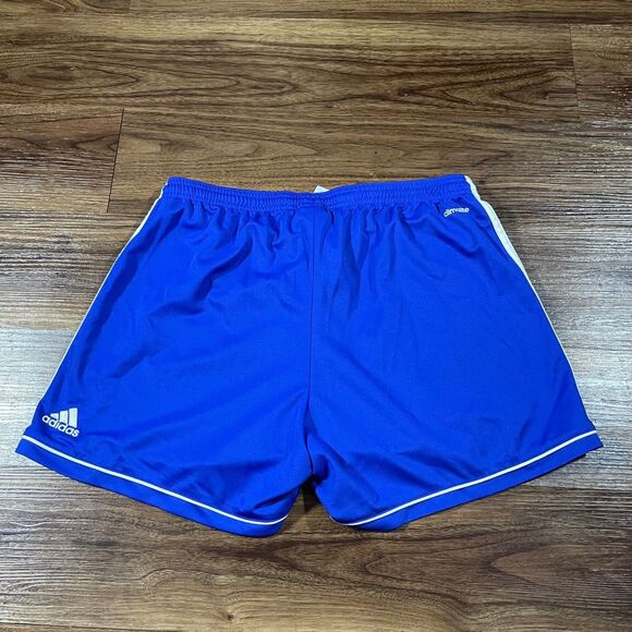 Adidas Climalite Soccer Shorts Blue Drawstring Logo Women’s Size Large - Picture 7 of 8